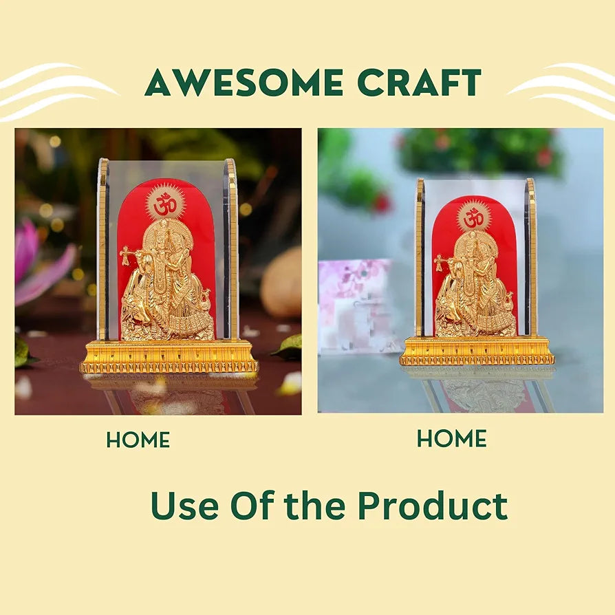 Awesome Craft Radha Krishna Murti Acrylic | Radha Krishna Statue | Radha Krishna Idol for Gift | Radhe Krishna ki Murti for Pooja Room | Radha Krishna Idol for Home Decor 