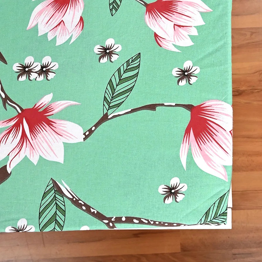 Divine Casa Floret 100% Cotton Double Fitted Bedsheet | 144 TC | Deep Pocket Design | Soft & Breathable Fabric | Durable & Easy Care | 200 x 150 + 25 CM, Blossom Haven Mint