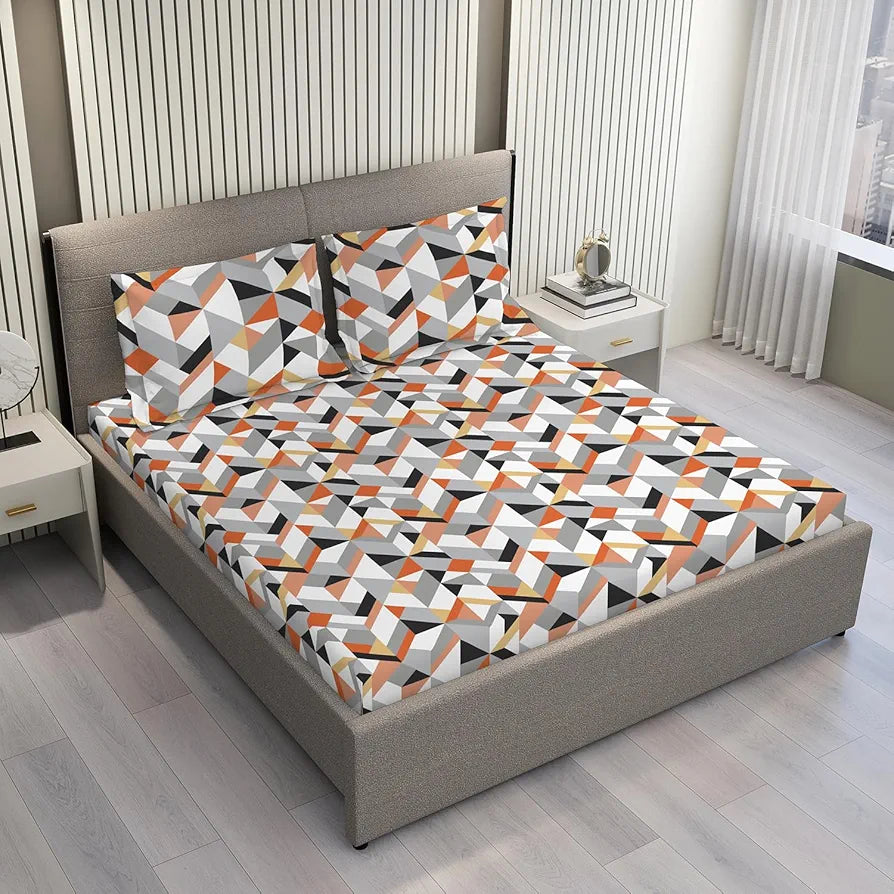 Layers Argos Bedsheet Set for All Seasons - Lightweight, Moisture Absorbent, Machine Washable & Easy to Care - Gift for Housewarming & More - 225 CVC - King Size 