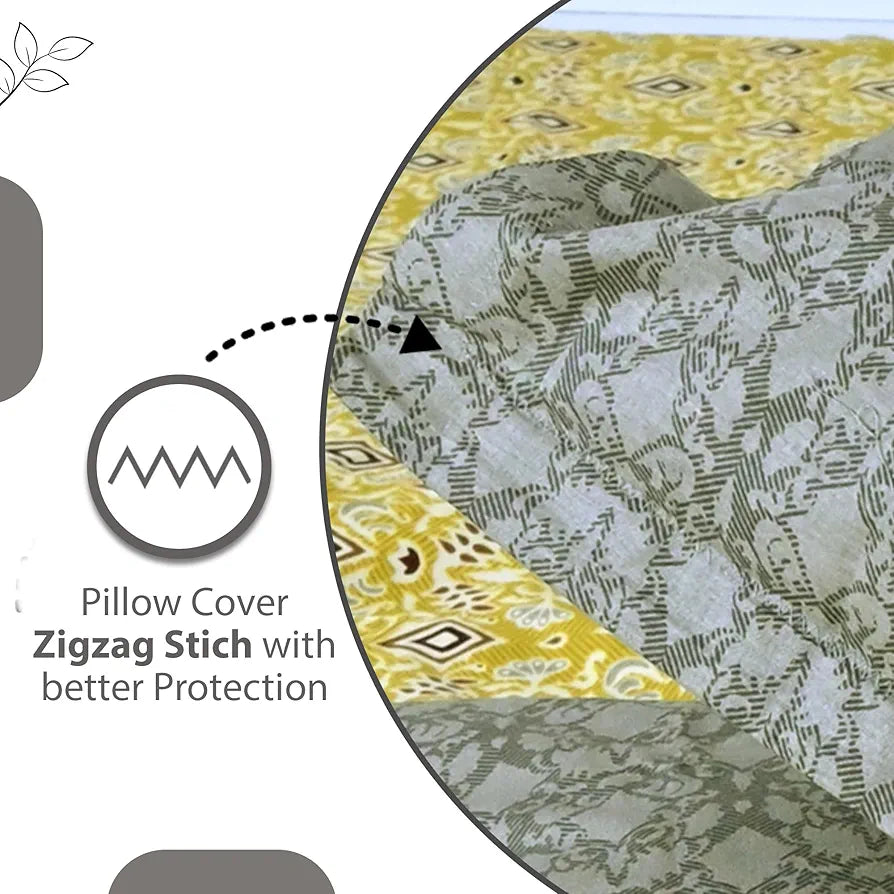 Divine Casa 144 TC 100% Pure Cotton Single Bedsheet with 1 Pillow Cover | Soft & Skin-Friendly Fabric for Everyday Comfort | All-Season Use | Size 223 X 145 CM | Ikat Diamond Print | Mustard Yellow
