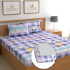 Dreamlet 180tc Cotton Feel All Around Elastic Fitted Bedsheets King Size for Double Bed With 2 Pillow Covers | Purple