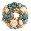 Shola Flower Wreath Handcrafted Eco-Friendly Wall Decor with Dried Flowers Rattan Balls & Jute Frame for Timeless Elegance