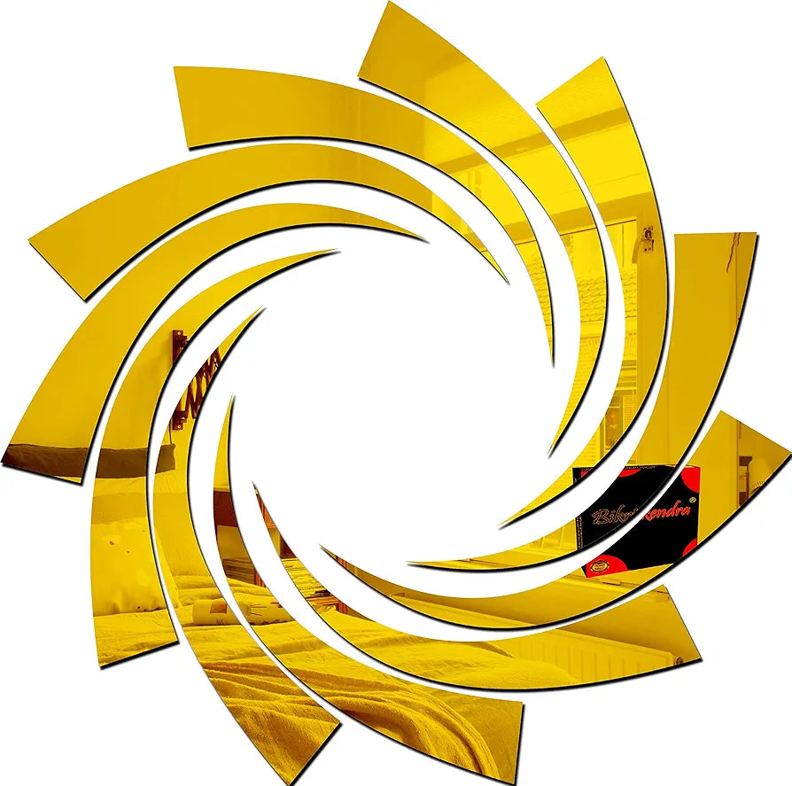 Bikri Kendra - Sun Golden  Mirror Stickers for Wall, Acrylic Mirror Wall Decor Sticker, Acrylic Stickers, Self Adhesive Sticker Wall Stickers for Hall Room, Bedroom.