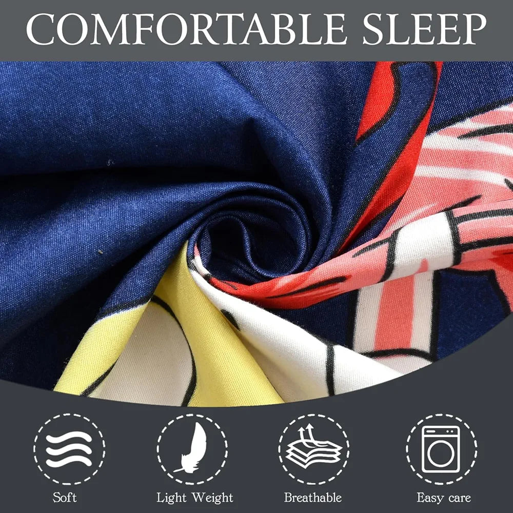 FRESH FROM LOOM Glace Cotton 300 tc Wrinkle Free Soft Hypoallergenic Elastic Fitted |Cartoon Printed Bedsheets For Kids With 1 Pillow |Jungle/Blue), Smallsingle