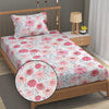 Fresh From Loom Floral Print 240 TC Single Bed Microfiber Bedsheet Set 1 Pillow Covers Rose-Offwhite
