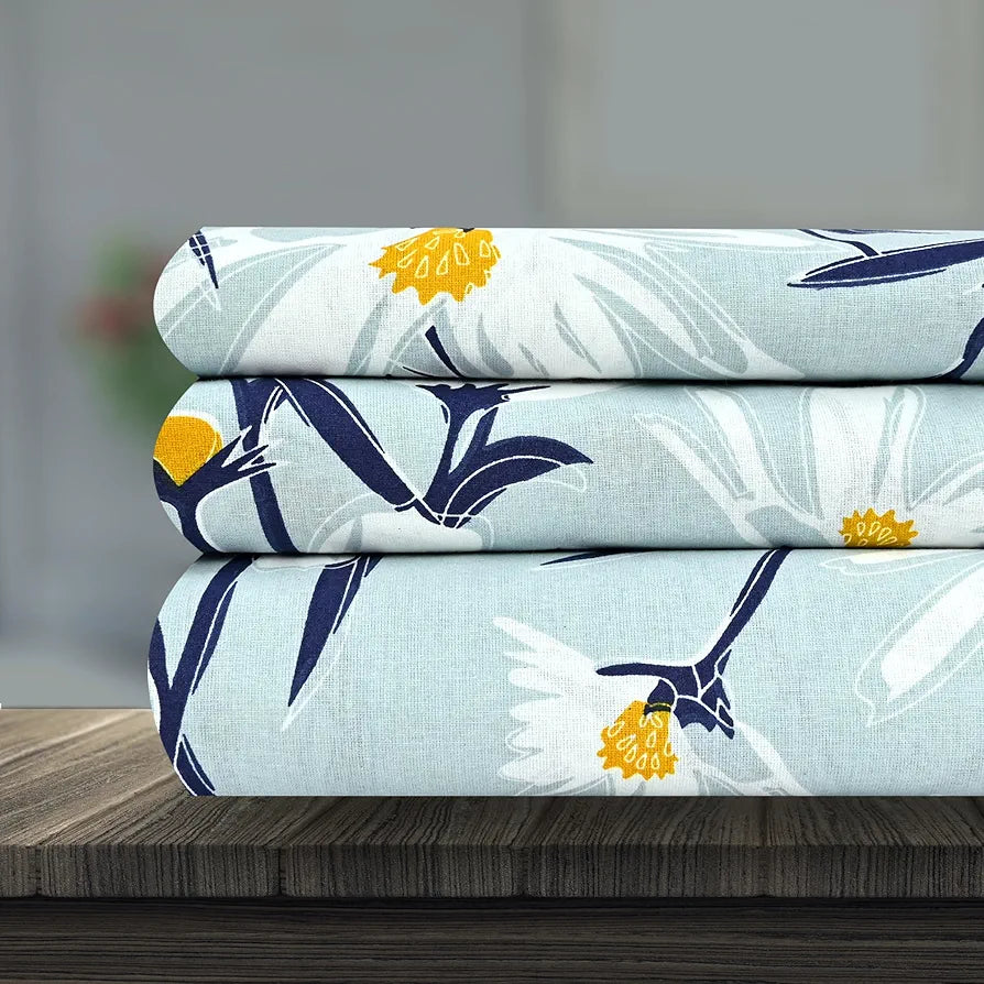 Divine Casa 100% Cotton Bedsheet for Single Bed, 144 TC Bedsheet Single Size Bed Cotton with 1 Pillow Cover 