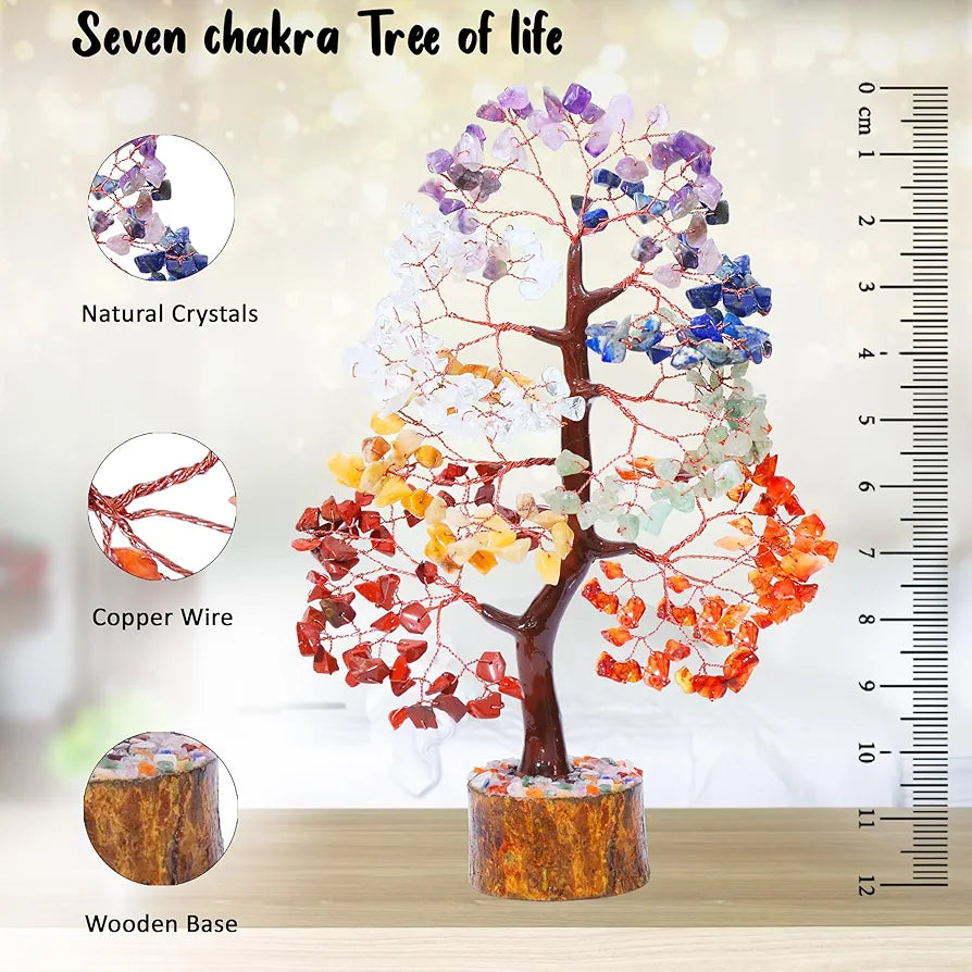 BEZAVO Seven Chakra Healing Tree | Artificial Crystal Tree for Positive Energy & Spiritual Wellness | Feng Shui Tree for Home & Office | Ideal Gift for Men & Women – Anniversary, Birthday & More