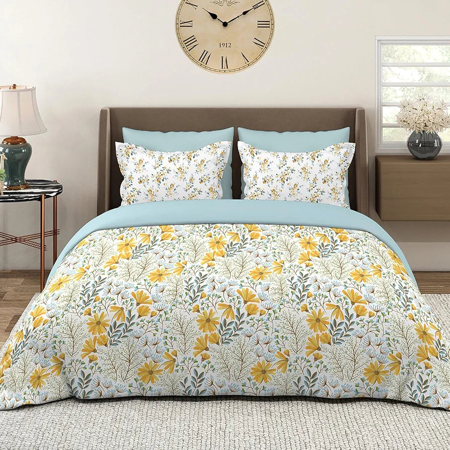 Layers Illuminating Homes 100% Cotton Bedsheet Set for All Seasons - Lightweight, Moisture Absorbent, Machine Washable & Easy to Care - 144 TC - Queen Size 