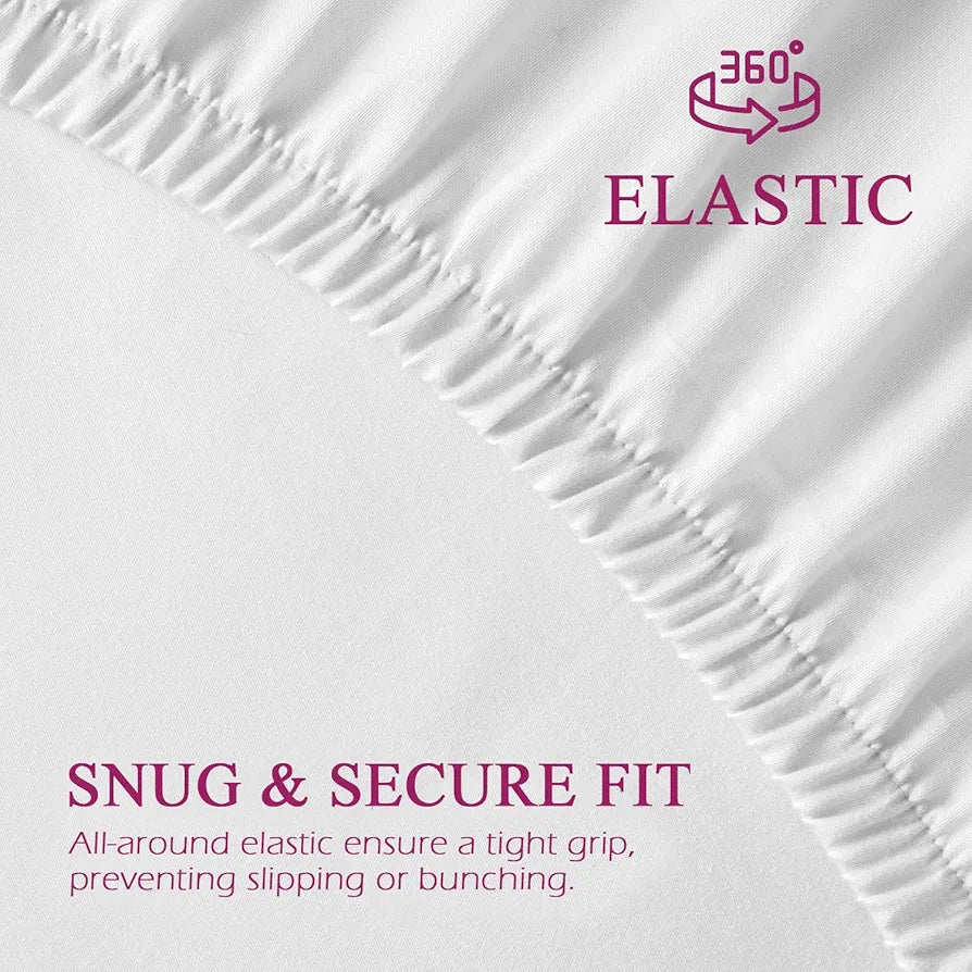 Trance Home Linen 300 TC Bamboo Fitted Queen Size Bedsheet | Soft, Breathable & Eco-Friendly Bedsheet with 2 Pillow Cover - 