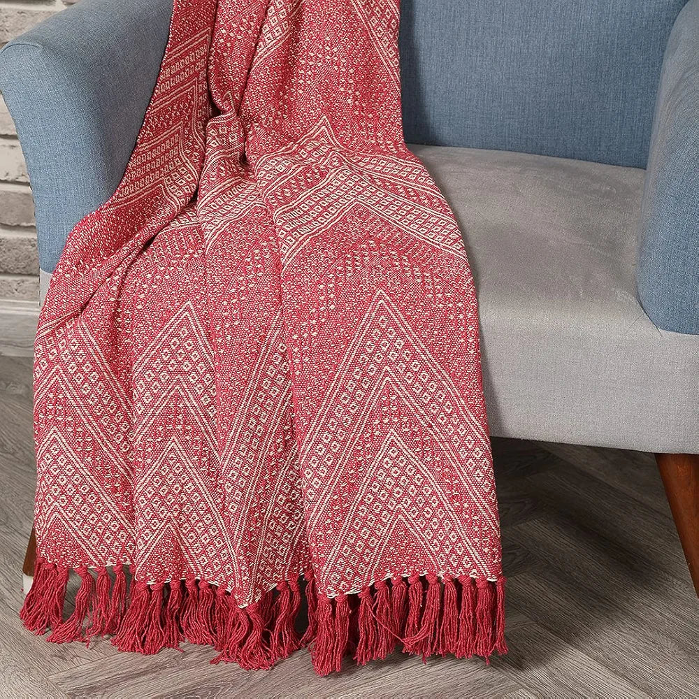 SASHAA WORLD Jewels of India Throw | Throw for Living Room, Sofa, Bed, Chair, Picnic & Used for Gift | Pink Throw Blanket 130X180 Cm
