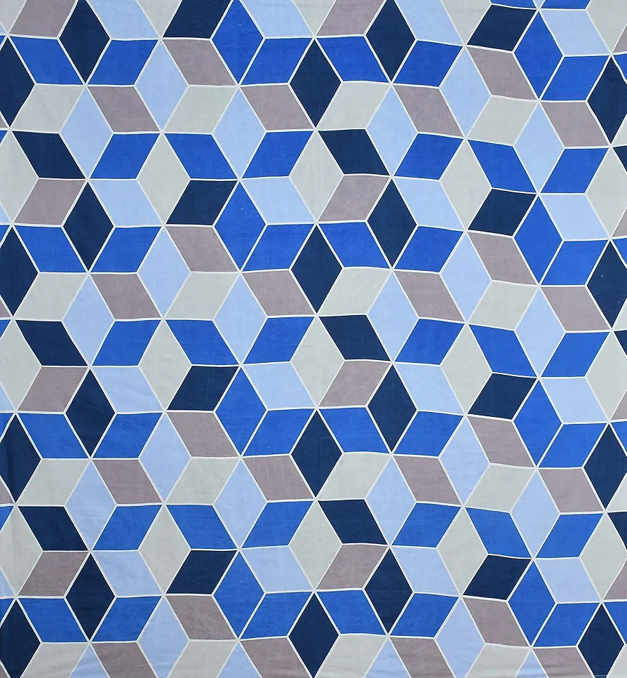 Homefab India 144 TC Microfiber Double Bedsheet with 2 Pillow Covers - Blue, Geometric