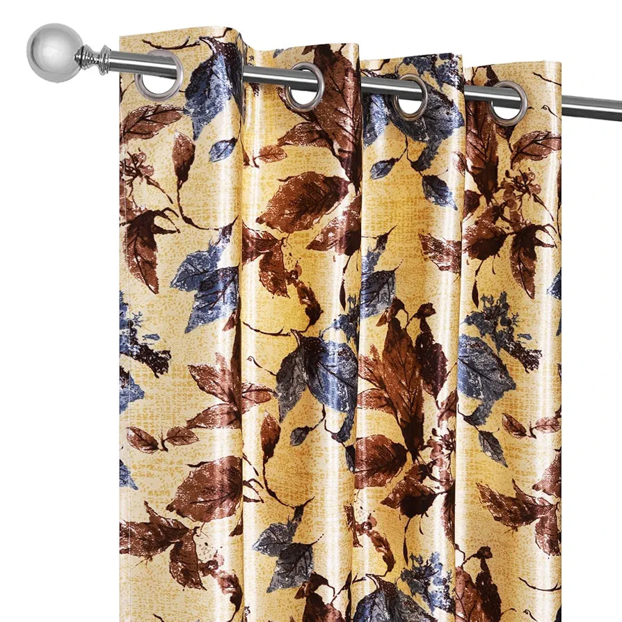 Cloth Fusion Polyester Door Curtain 7 Feet Set of 2,Brown