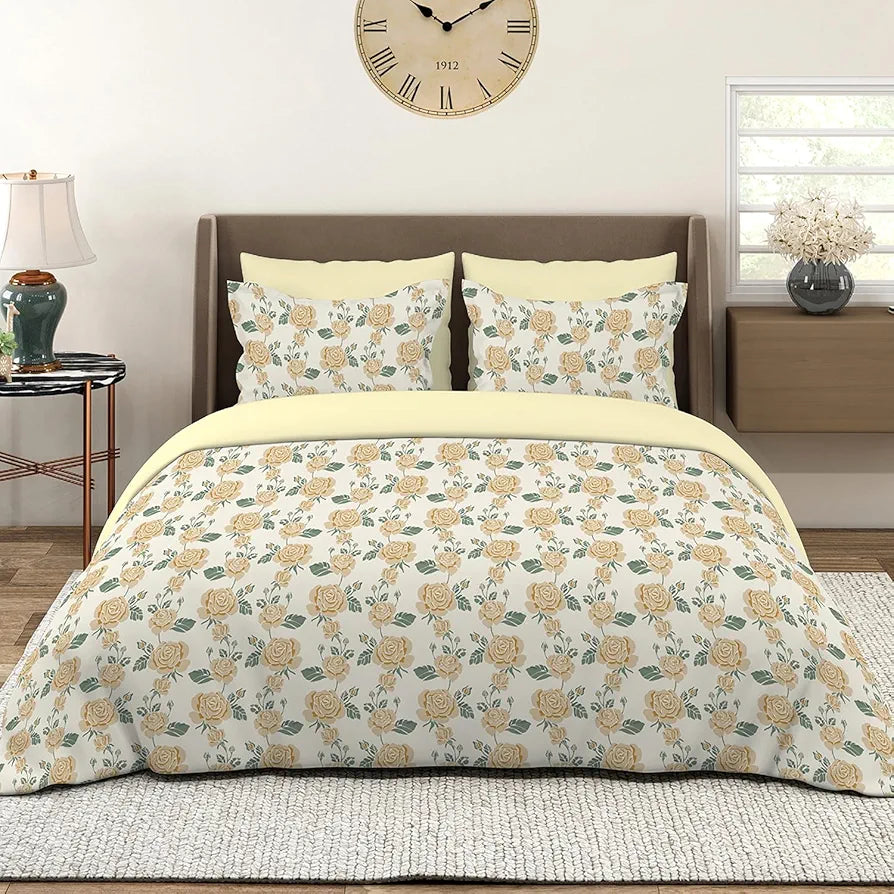 Layers Marigold 100% Cotton Bedsheet Set for All Seasons - Lightweight, Moisture Absorbent, Machine Washable & Easy to Care - Gift for Housewarming & More - 144 TC - King Size 