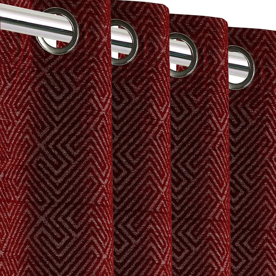 Saral Home Pacman Chenille Blackout Long Door Curtains 2pc, Maroon. 4X9 Ft