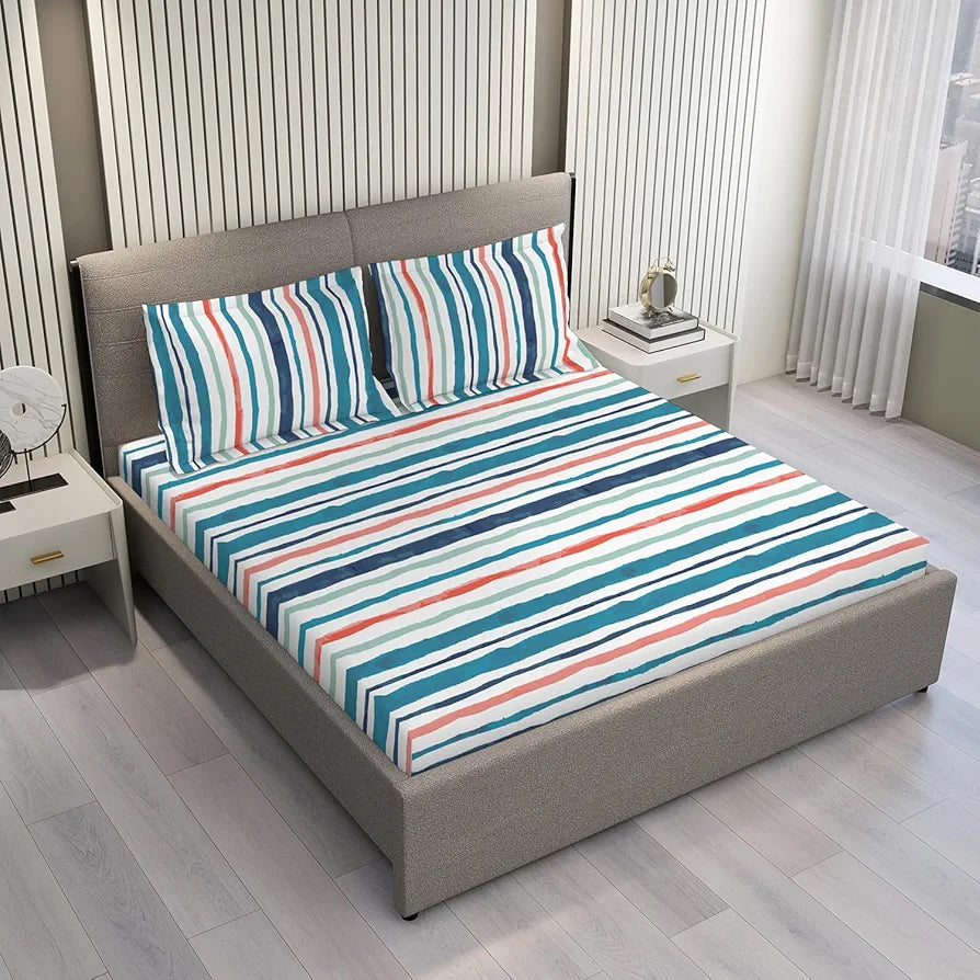 Layers Argos Bedsheet Set for All Seasons - Lightweight, Moisture Absorbent, Machine Washable & Easy to Care - Gift for Housewarming & More - 225 CVC - King Size 