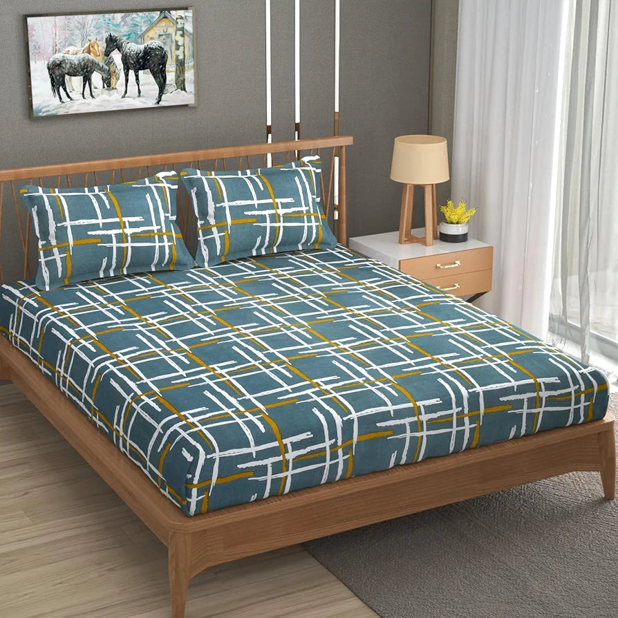 Homefab India 180 TC Microfiber Double BedSheet with 2 Pillow Covers -  - Green