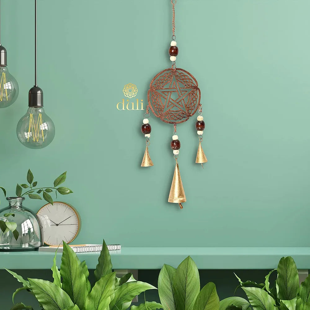 DULI Metal Windchime Wall Hanging, Feng Shui, Wall Art, Wall Decor, PositiveVibes, Rustic Wall Hangings, Wall Art, Diwali Decor, Home Decor Hanging Bells 