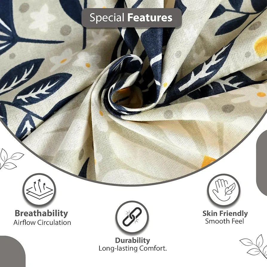Divine Casa 100% Cotton Bedsheet for Single Bed, 144 TC Bedsheet Single Size Bed Cotton with 1 Pillow Cover 