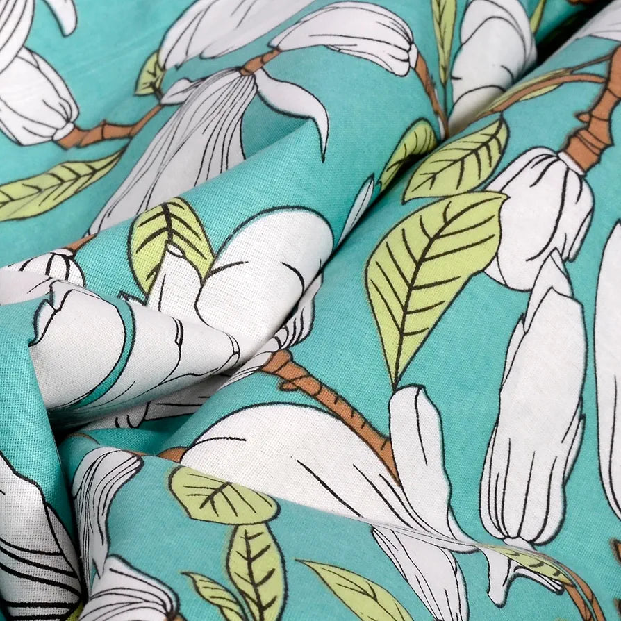 Divine Casa Floret 100% Cotton Single Kids Dohar | 120 GSM | Soft & Lightweight Throw Blanket | Cozy & Breathable Bedding | All-Season Comfort | 140 x 100 CM, Meadow Green