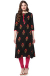 Janasya Women's Cotton A-Line Floral Print Kurta