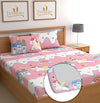 Dreamlet 180tc Cotton Feel All Around Elastic Fitted Bedsheets King Size for Double Bed With 2 Pillow Covers | Baby Pink