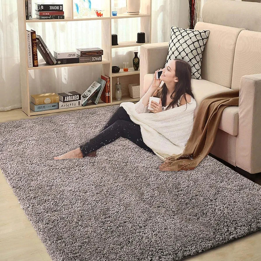 LUXE HOME INTERNATIONAL Carpet Super Soft Anti Slip Vegas Rectangular Rugs For Bedroom,Livingroom,Grey