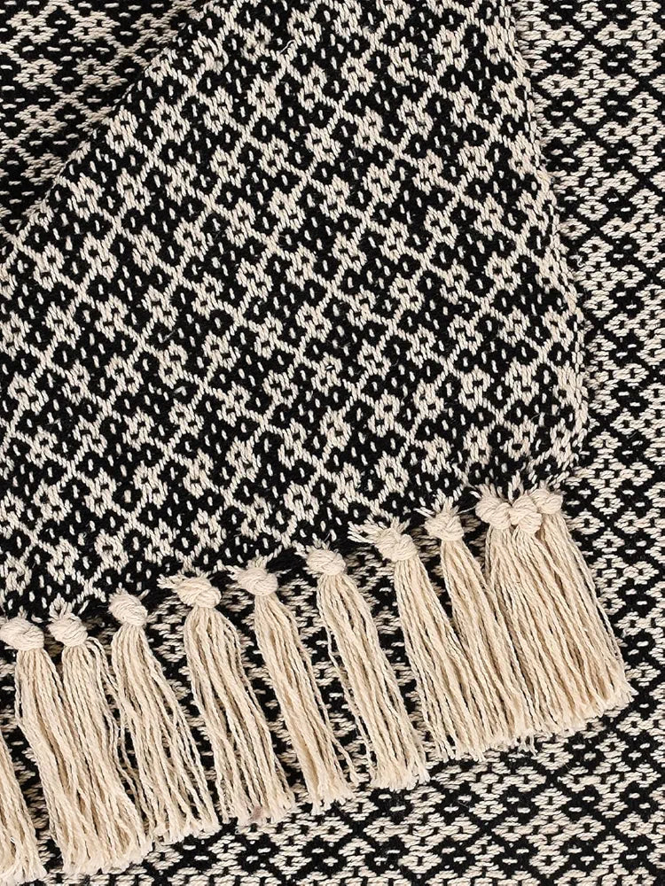 SASHAA WORLD Soft Throw Blanket | Used Both Indoor and Outdoor |Blanket for Living Room, Sofa, Bed & Chair | Black Throw Blanket| Pack of 1, 180 x130 cm| Cotton| Lightweight