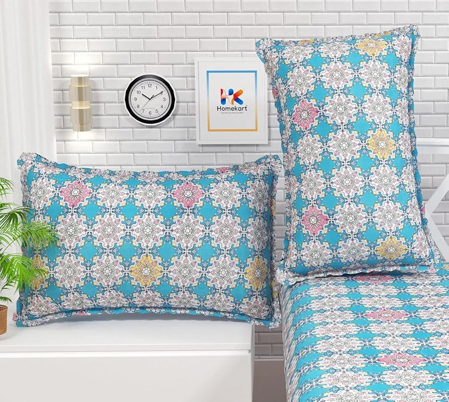 HOMEKART Floral 180 Tc Ultra Super Soft Cotton Feel Microfiber Double Bedsheet with Two Pillow Covers for Your Bedroom 