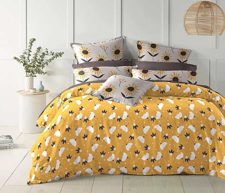 THE HOME STYLE Cotton Elastic Fitted All Around Printed Queen Size Double Bed Bedsheet wih 2 Pillow Cover 