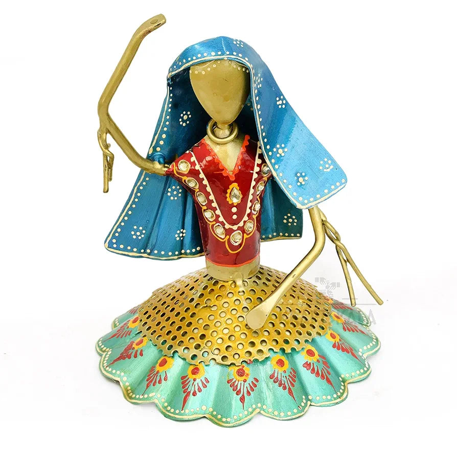 Kraftskala Set of 3 Kalbeliya Dancers Metal Decor Items for Living Room Showcase, Bedroom, Tabletop Decor, Traditional Rajasthani Dancers Decorative Showpieces 