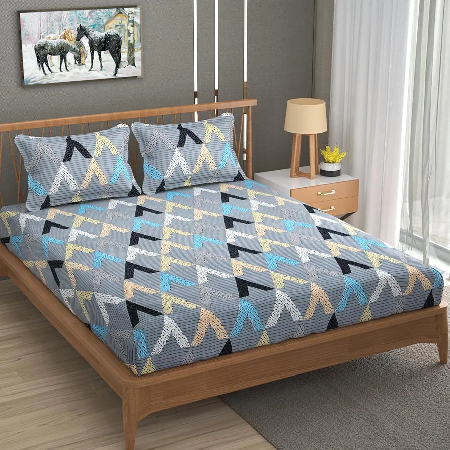 Homefab India 180 TC Microfiber Double BedSheet with 2 Pillow Covers -  - Grey