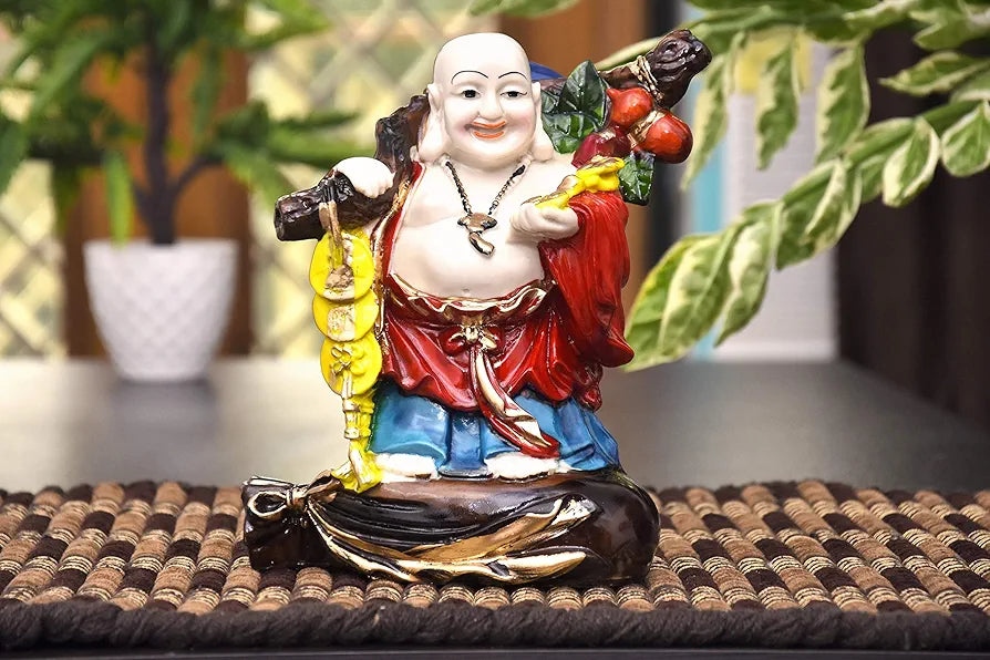 Mariner's Creation Laughing Buddha for Good Luck, Home Decor House, Decorative Showpiece, Warming Gift Items size-12X8X22CM Color- Multi, Resin