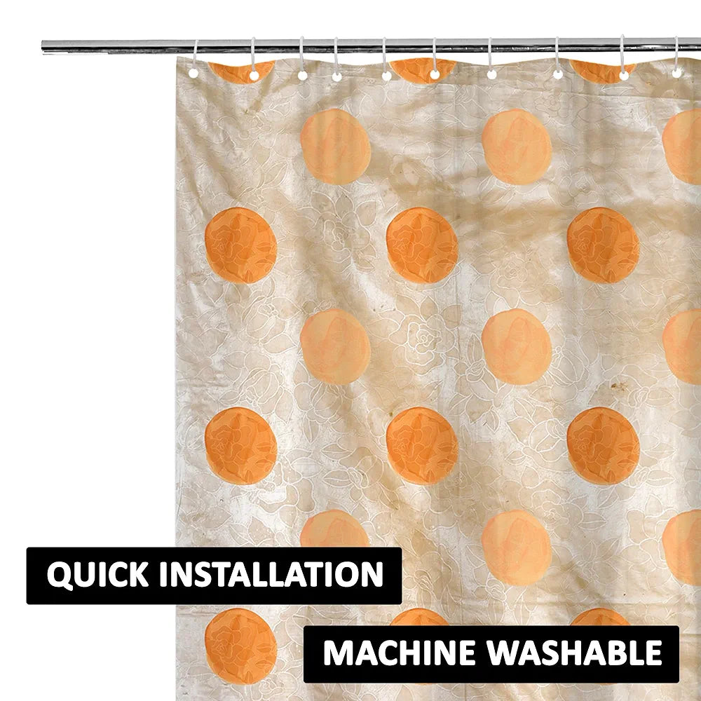 Kuber Industries Shower Curtain | 7 Feet | Bathroom Shower Curtain | AC Curtains | PVC Waterproof Window Curtain | Curtains for Bathtub | 8 Rings Curtain | Dot Painting | Golden