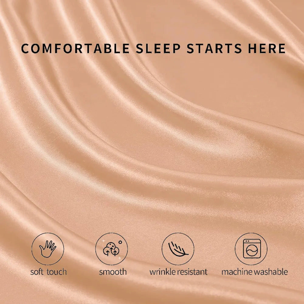 Cloth Fusion Satin Elastic Fitted Bedsheet for Double Bed King Size, Luxury Elastic Bedsheets for King Size Bed with 2 Pillow Covers | H603 | 280 TC