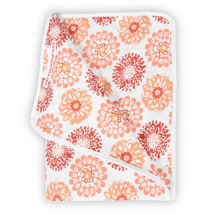 Divine Casa Floret 100% Cotton Single Kids Dohar | 120 GSM | Soft & Lightweight Throw Blanket | Cozy & Breathable Bedding | All-Season Comfort | 140 x 100 CM, Red Orange