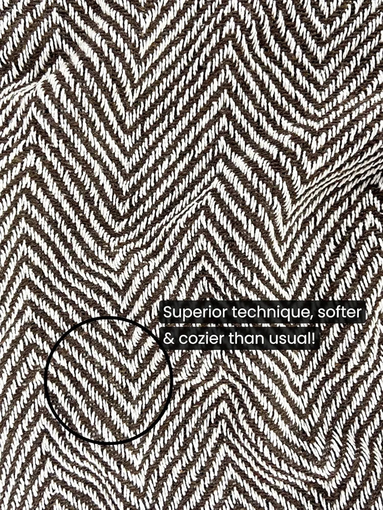 SAJAVAT HOME Hand-Knitted Pure Cotton 3 Seater Sofa Throw | 80x52 Inches/204x132 Cm | Brown Throw for Sofa, Bed, Chair & Travel - Ideal for All Season | Pack of 1