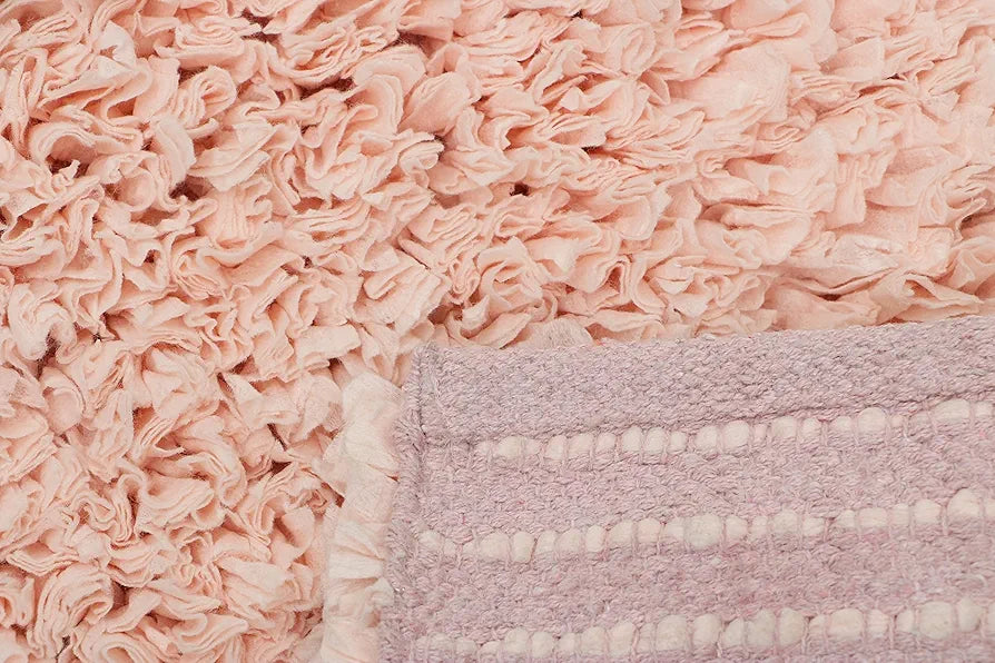 THE HOME TALK Luxury Shag Bath Rug |Premium Carpet for Shower, Vanity, Bath Tub, Sink & Toilet |Handmade Cotton Bathmat |Anti-Skid Back |Super Absorbent Chindi Shaggy Bath Rug 