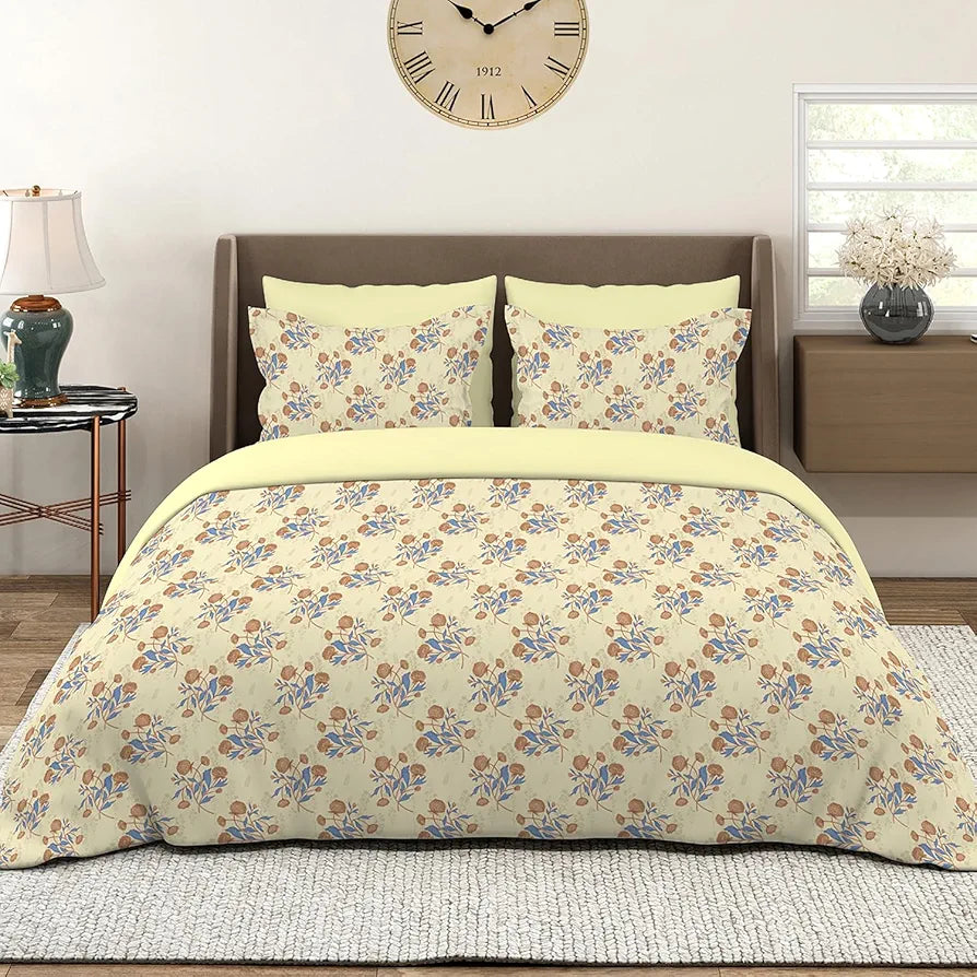 Layers Marigold 100% Cotton Bedsheet Set for All Seasons - Lightweight, Moisture Absorbent, Machine Washable & Easy to Care - Gift for Housewarming & More - 144 TC - King Size 