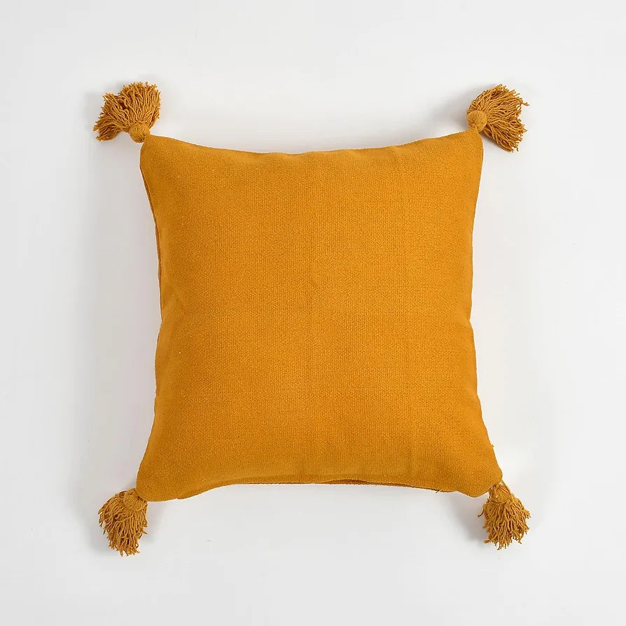 SASHAA WORLD 100% Cotton Cushion Covers with Tassels/Decorative Throw Pillow Set of 2 