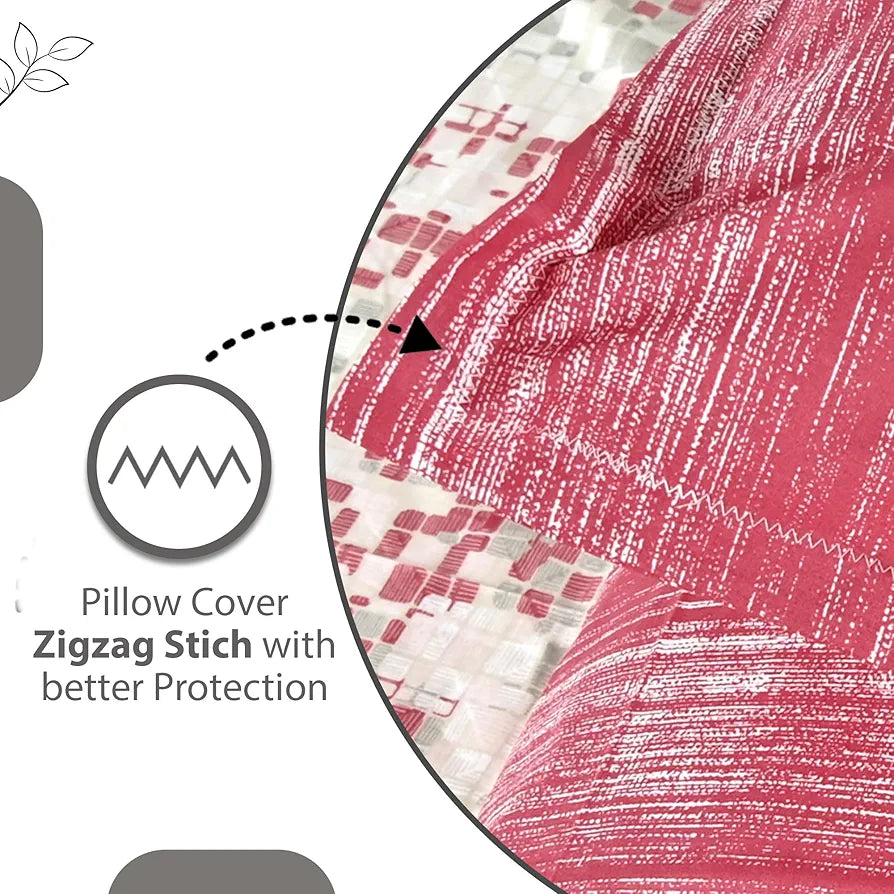 Divine Casa 144 TC 100% Pure Cotton Queen Size Double Bed Bedsheet with 2 Pillow Covers | Soft, Durable & All-Weather Comfortable Easy Care Sheet | Size 222 x 254 CM | Geometric Pixel | Red White