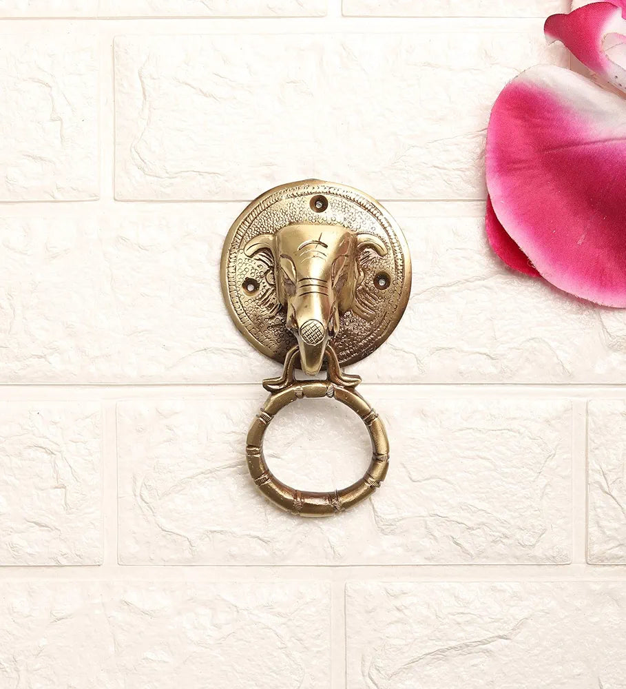 Two Moustaches Elephant Face Brass Door Knocker
