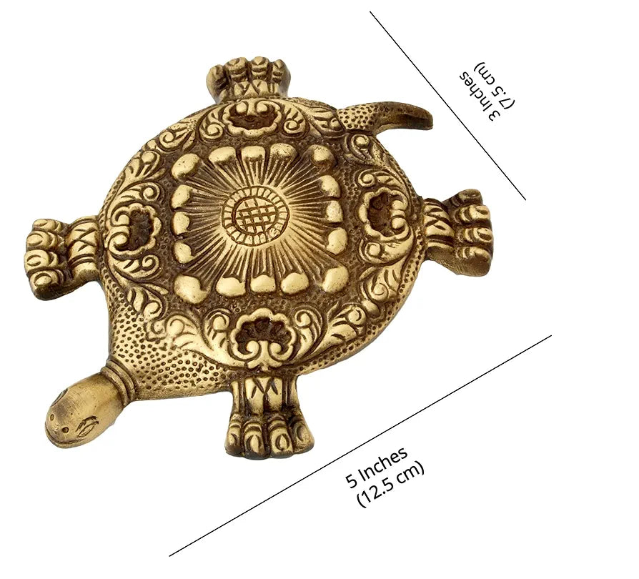Two Moustaches Brass Feng Shui Tortoise, Standard, Antique Brown, 1 Piece