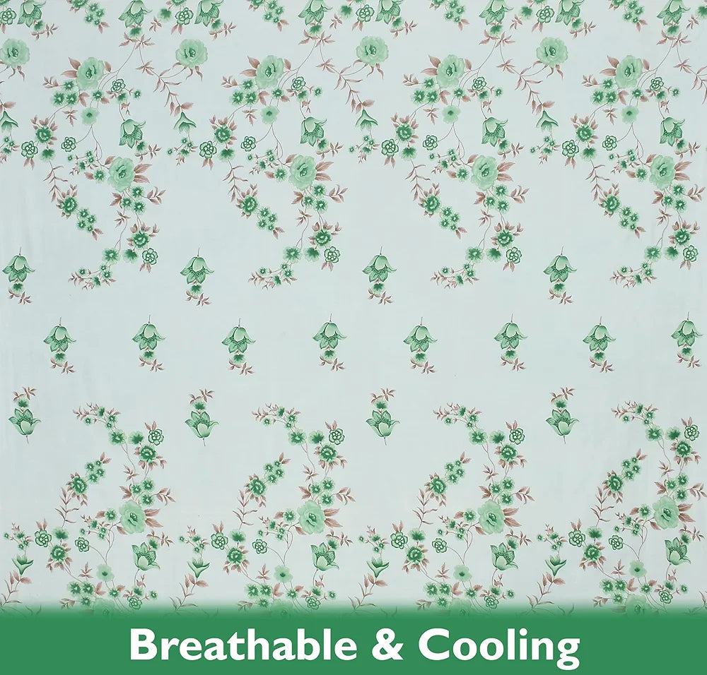 Fresh From Loom Floral Print 240 TC Microfiber Fitted King Size Bedsheet Set with 2 Pillow Cover - Hypoallergenic & Soft  | Cyan, Floral Design)