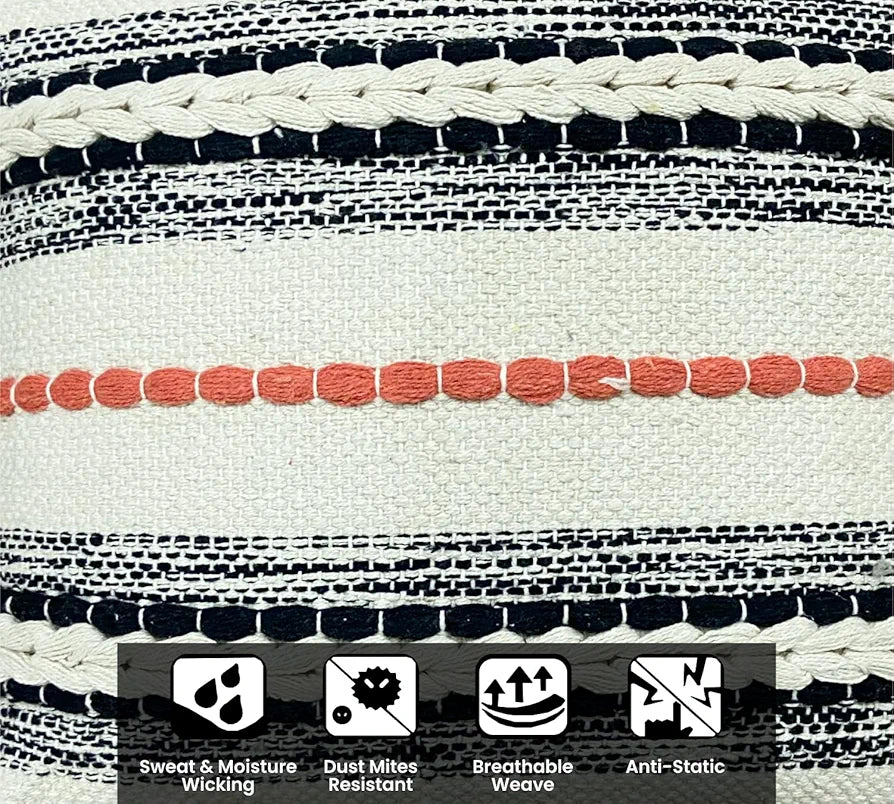 SAJAVAT HOME Pure Cotton 3 Seater Sofa Throw with Cushion Cover | 80x52 Inches/204x132 Cm | Beige Multi Throw with 2 Multi Cushion Cover 16''x16'' for Sofa, Bed, Chair & Travelr | Pack of 1