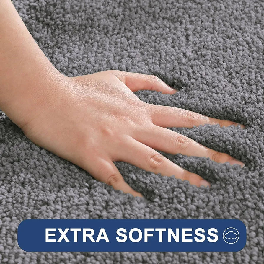 LUXE HOME INTERNATIONAL Microfibre Rectangular Bath mat Super Soft Anti Skid Newman Mats For Bathroom 