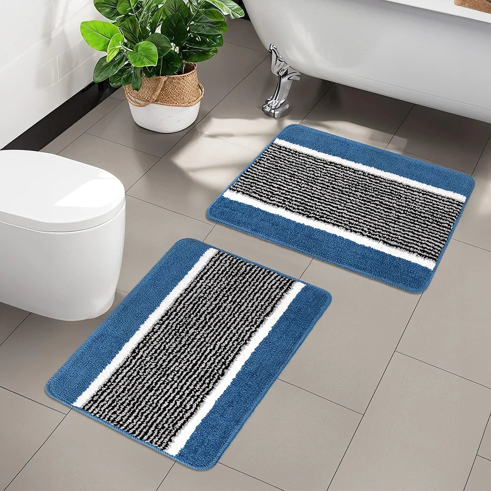 Kuber Industries 16x24 Inch Anti-Skid Water-Absorbent Door Mats for Home | Durable Main Entrance Footmats for Bathroom, Living Room & Office | Micro Wings Lining - Sky Blue