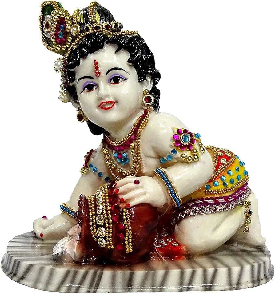 A2Z Polyresin Makhan Chor Krishna Idol, Multicolour