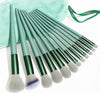GLUN Metallic Green Professional 13-Piece Makeup Brushes with Travel Bag
