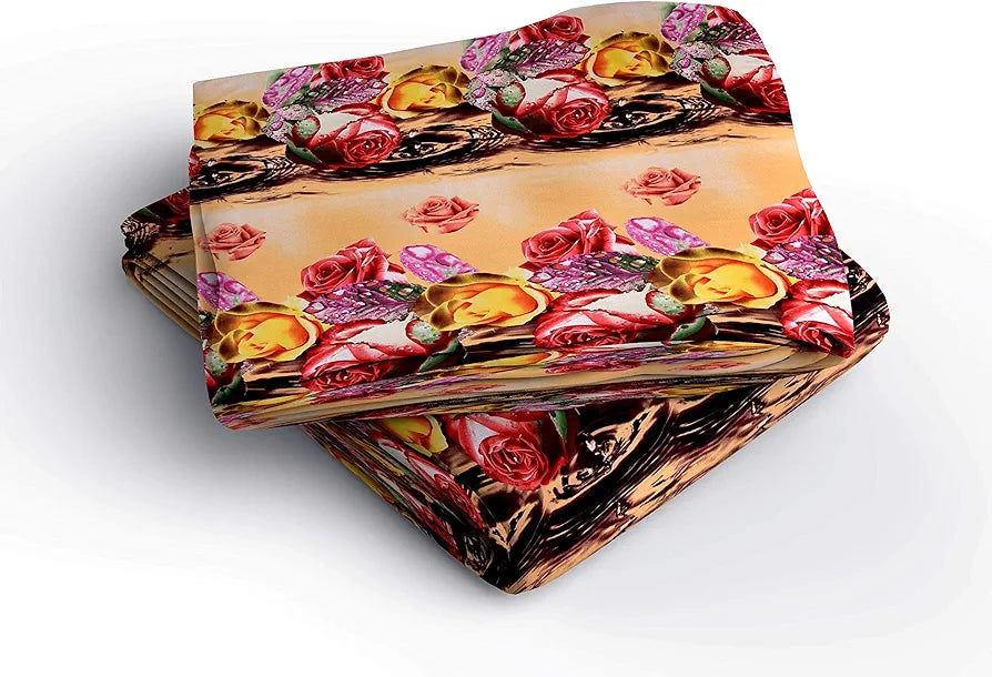 HFI 160 TC Polycotton Double Bedsheet with 2 Pillow Covers - Floral, Multicolor