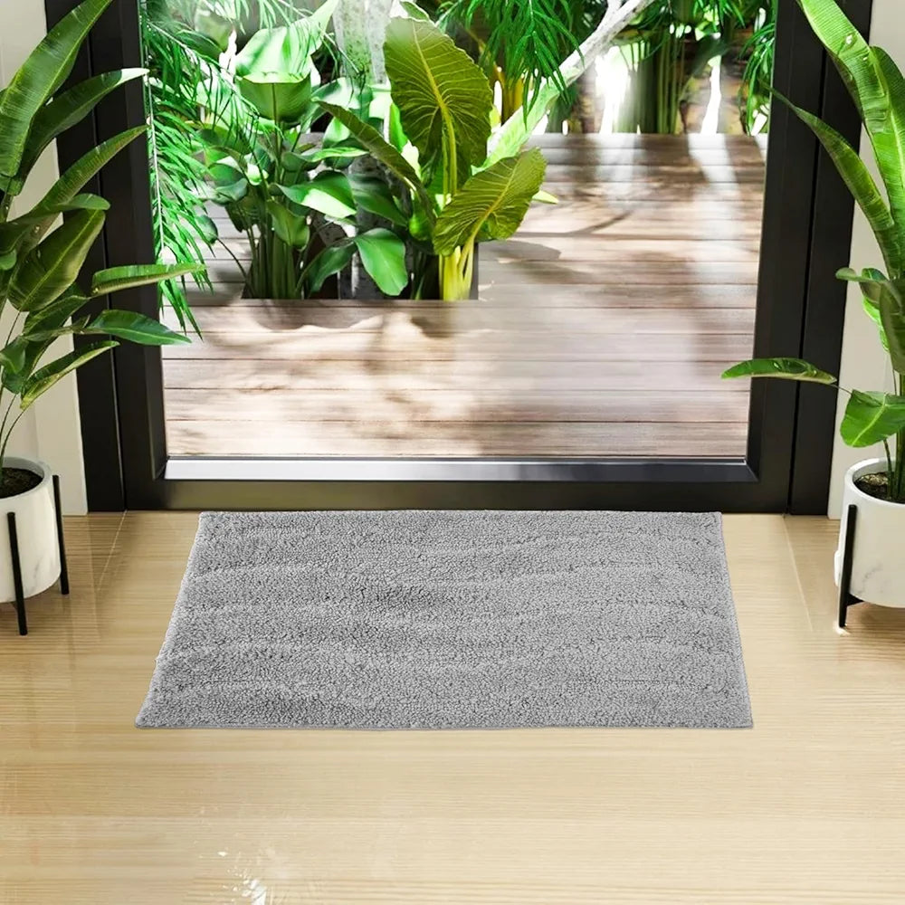 Kuber Industries Door Mat | Waves Shape Doormat | Velvet Entrance Mat | Entry Doormat | Office Entrance Door Mat | Door Mat for Home | Door Mat for Living | Gray